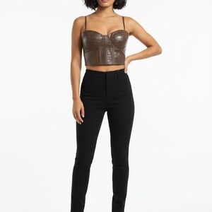 Express Brown Croc-Embossed Top